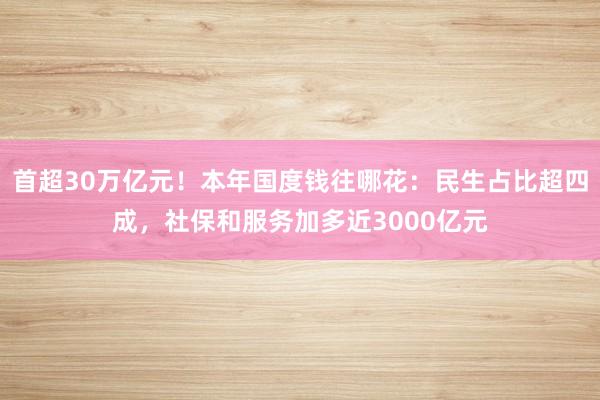 首超30万亿元！本年国度钱往哪花：民生占比超四成，社保和服务加多近3000亿元