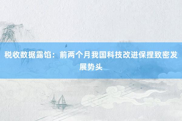 税收数据露馅：前两个月我国科技改进保捏致密发展势头