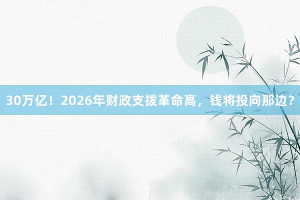 30万亿！2026年财政支拨革命高，钱将投向那边？