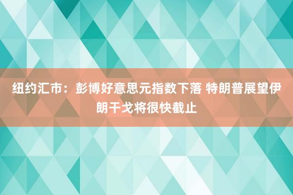 纽约汇市：彭博好意思元指数下落 特朗普展望伊朗干戈将很快截止