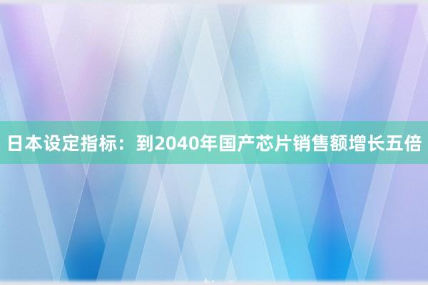 日本设定指标：到2040年国产芯片销售额增长五倍
