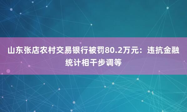 山东张店农村交易银行被罚80.2万元：违抗金融统计相干步调等