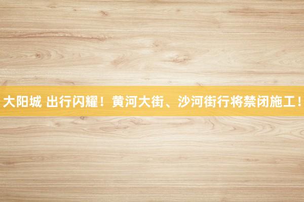 大阳城 出行闪耀！黄河大街、沙河街行将禁闭施工！