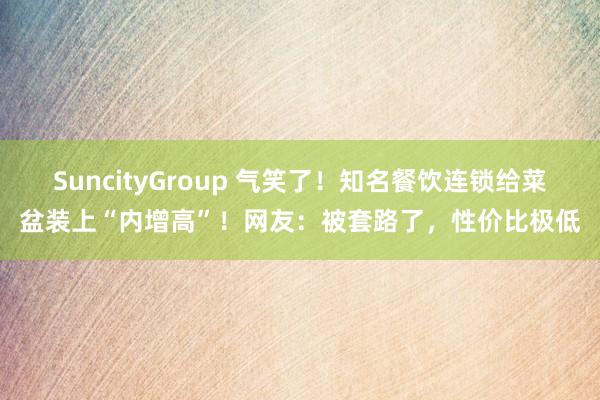 SuncityGroup 气笑了！知名餐饮连锁给菜盆装上“内增高”！网友：被套路了，性价比极低
