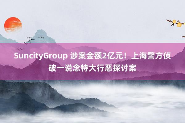 SuncityGroup 涉案金额2亿元！上海警方侦破一说念特大行恶探讨案