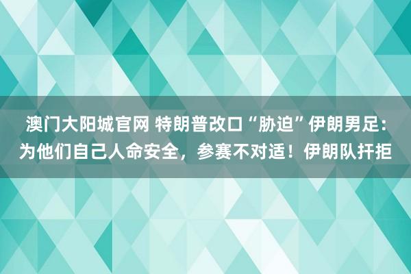 澳门大阳城官网 特朗普改口“胁迫”伊朗男足：为他们自己人命安全，参赛不对适！伊朗队扞拒