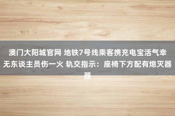 澳门大阳城官网 地铁7号线乘客携充电宝活气幸无东谈主员伤一火 轨交指示：座椅下方配有熄灭器