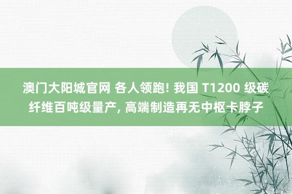 澳门大阳城官网 各人领跑! 我国 T1200 级碳纤维百吨级量产， 高端制造再无中枢卡脖子