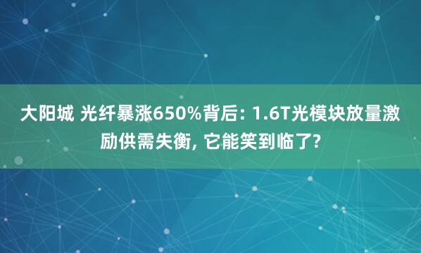 大阳城 光纤暴涨650%背后: 1.6T光模块放量激励供需失衡， 它能笑到临了?