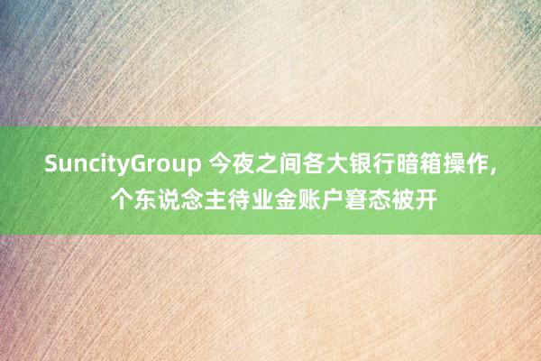 SuncityGroup 今夜之间各大银行暗箱操作， 个东说念主待业金账户窘态被开