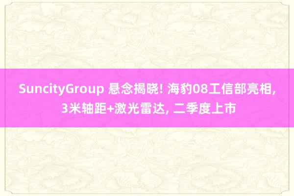 SuncityGroup 悬念揭晓! 海豹08工信部亮相， 3米轴距+激光雷达， 二季度上市