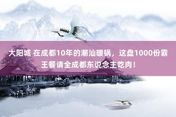 大阳城 在成都10年的潮汕暖锅，这盘1000份霸王餐请全成都东说念主吃肉！