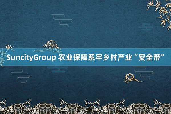 SuncityGroup 农业保障系牢乡村产业“安全带”
