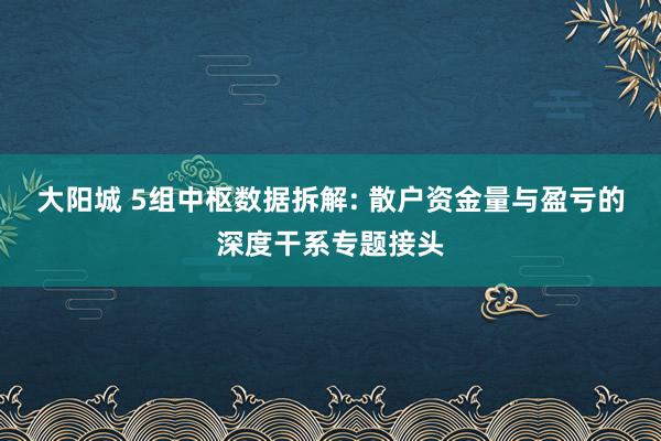 大阳城 5组中枢数据拆解: 散户资金量与盈亏的深度干系专题接头