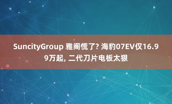 SuncityGroup 雅阁慌了? 海豹07EV仅16.99万起， 二代刀片电板太狠