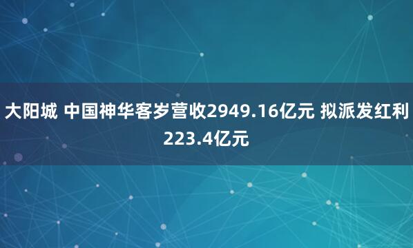 大阳城 中国神华客岁营收2949.16亿元 拟派发红利223.4亿元