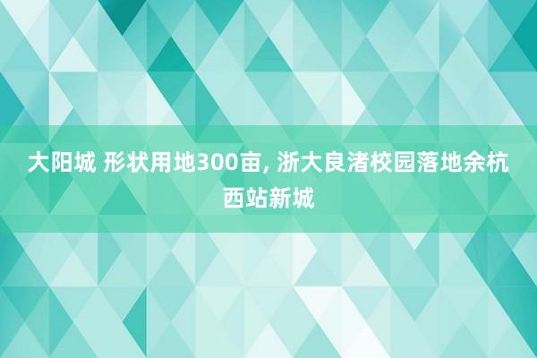 大阳城 形状用地300亩， 浙大良渚校园落地余杭西站新城
