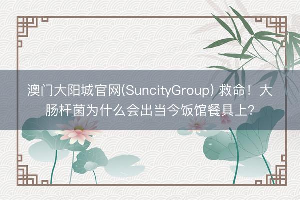 澳门大阳城官网(SuncityGroup) 救命！大肠杆菌为什么会出当今饭馆餐具上？