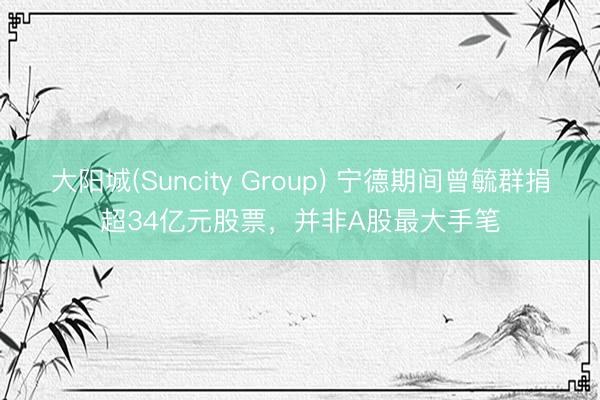 大阳城(Suncity Group) 宁德期间曾毓群捐超34亿元股票，并非A股最大手笔
