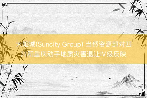 大阳城(Suncity Group) 当然资源部对四川和重庆动手地质灾害退让Ⅳ级反映