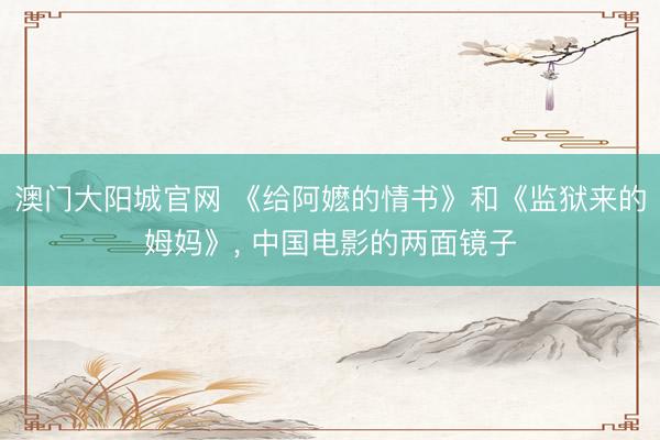 澳门大阳城官网 《给阿嬷的情书》和《监狱来的姆妈》， 中国电影的两面镜子